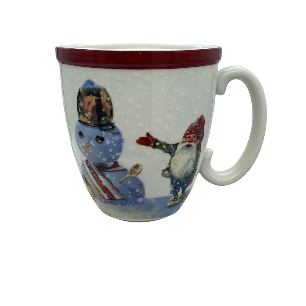 Williams Sonoma Nordic Elf Stoneware Mugs Set of 4 Christmas Decor New No Box - Picture 6 of 7